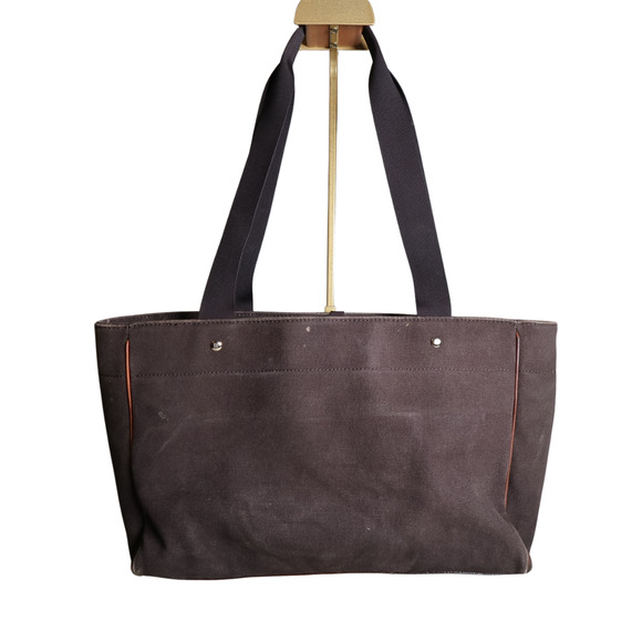 Kate Spade Large Brown Canvas Tote Diaper Bag Butterfly Green Lining Y2K Vintage - Picture 2 of 11